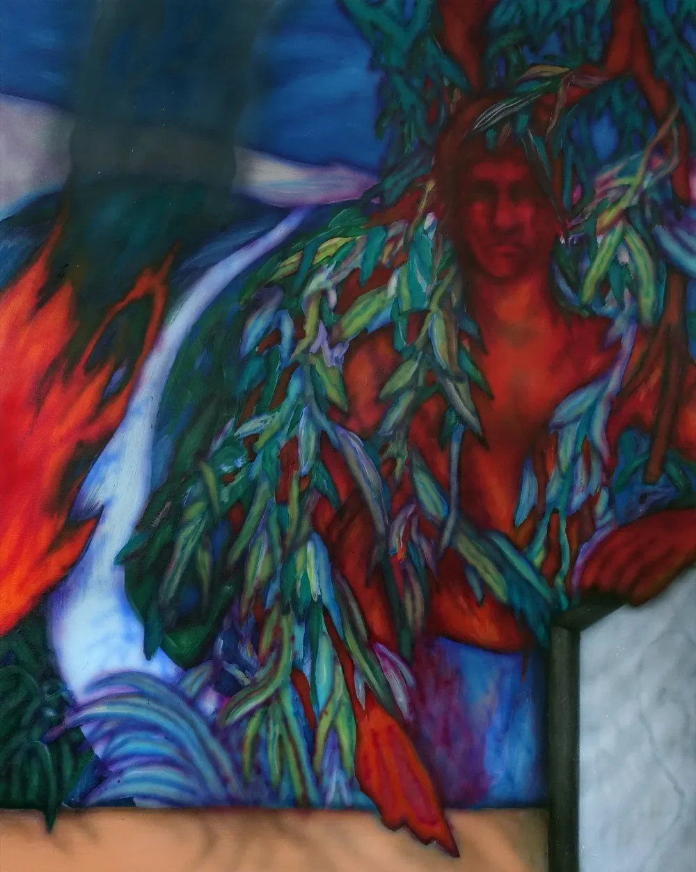 Enne Boi, Rebus (On Fire), 2021, olio e inchiostro su tela, 100 x 80 cm
