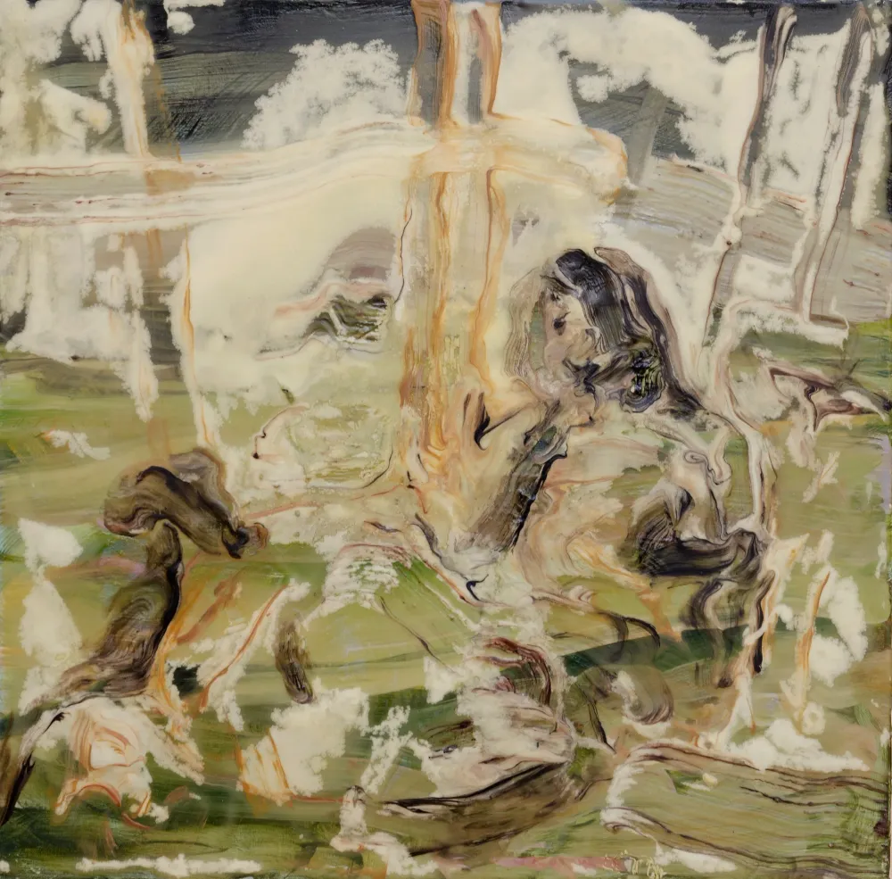 Silvia Capuzzo, Laser, 2020, olio e amidi su tela, 40 x 40 cm